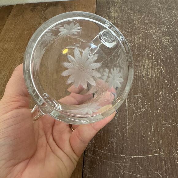 Vintage Pressed Glass Etched Floral Open Sugar Bowl - Picture 7 of 8